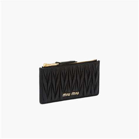 Black Matelassé Nappa Leather Zipper Wallet 